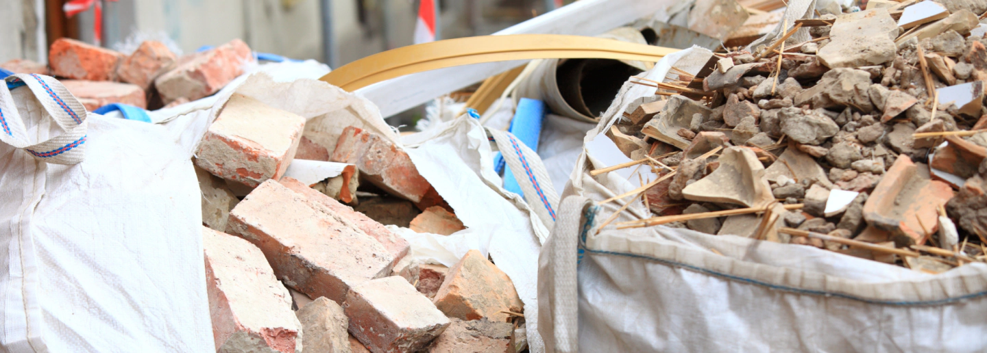 debris removal on white bags